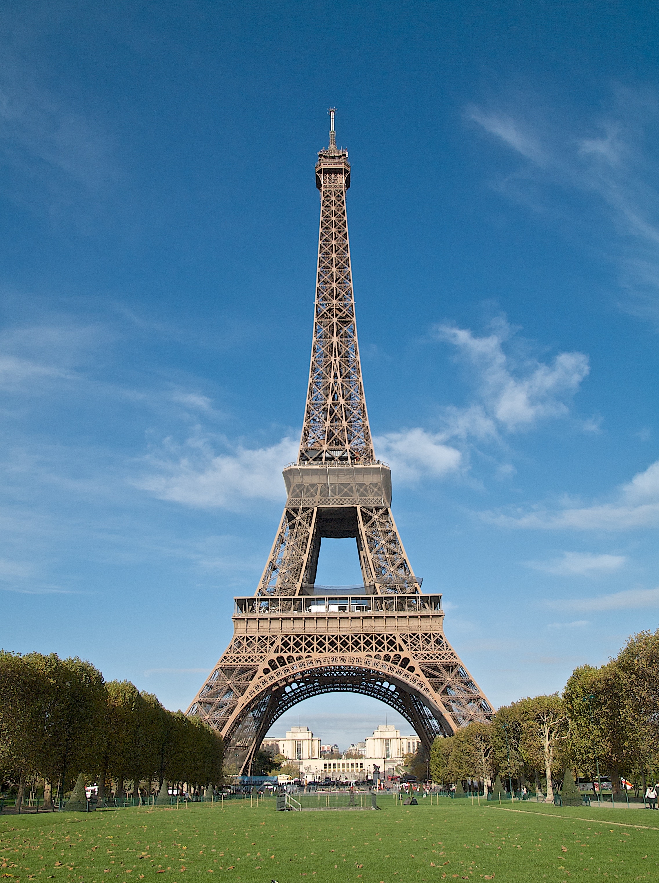 France's famous tourist spot Eiffel tower under bright blue sky